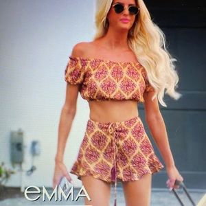 Illa Illa Orange and Burgandy Printed 2-Piece Set - MEDIUM